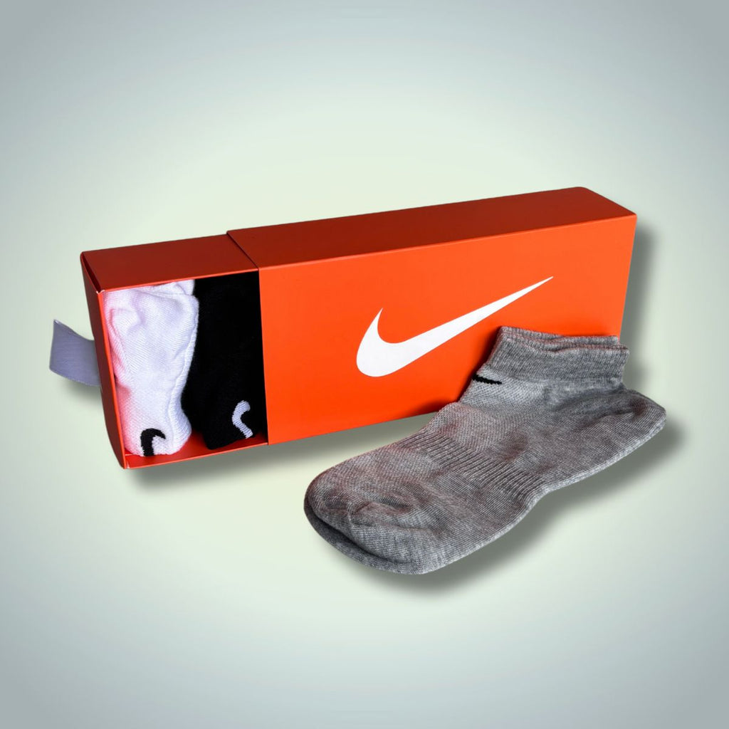 Σετ 6 ζευγάρια κοντές κάλτσες Nike, 40-45, μαύρο, γκρι, λευκό. Premium ποιότητα