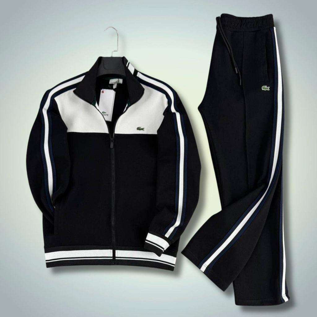 Ανδρικό αθλητικό σετ Lacoste, μαύρο-λευκό, μοντέλο 2026, premium ποιότητα