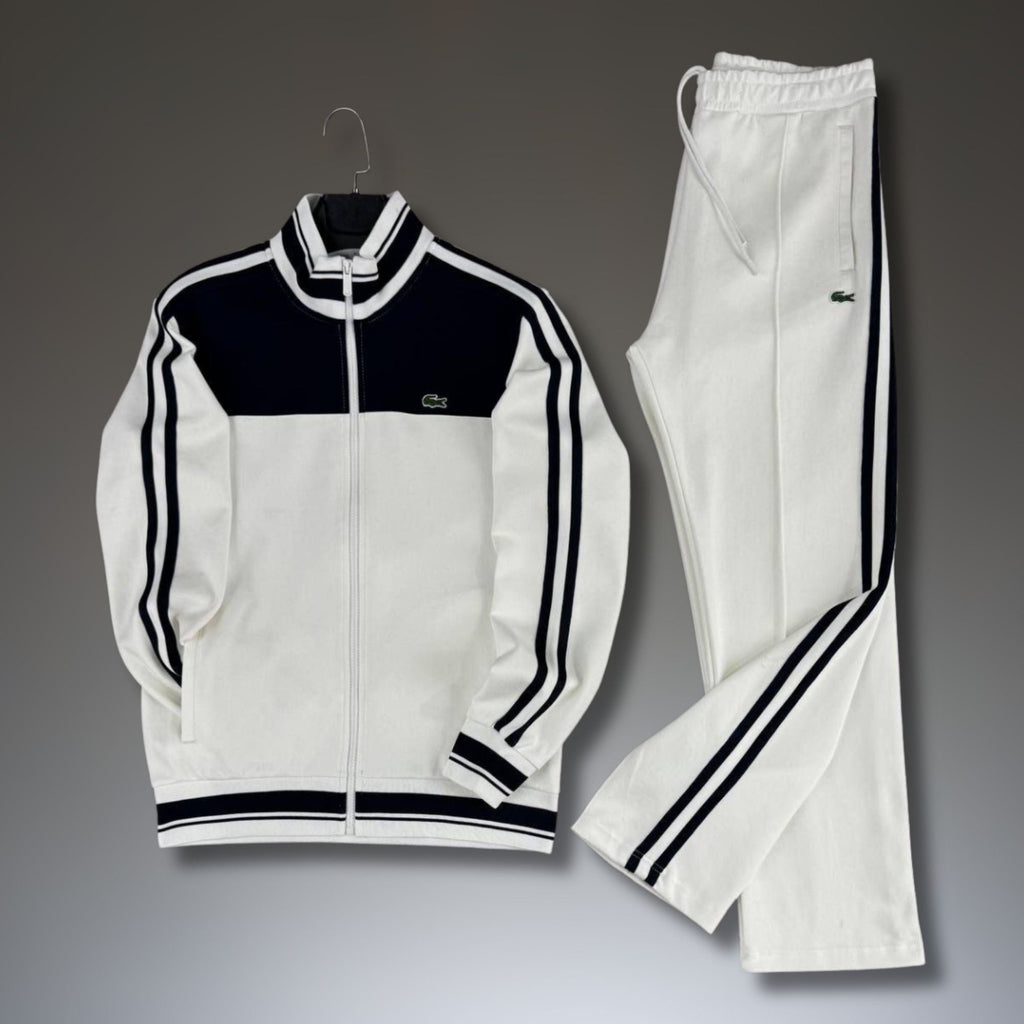 Ανδρικό αθλητικό σετ Lacoste, λευκό-μαύρο, μοντέλο 2026, premium ποιότητα