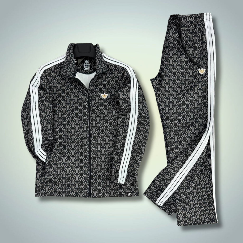 Ανδρικό αθλητικό σετ Adidas DJ, μαύρο-λευκό, premium ποιότητα