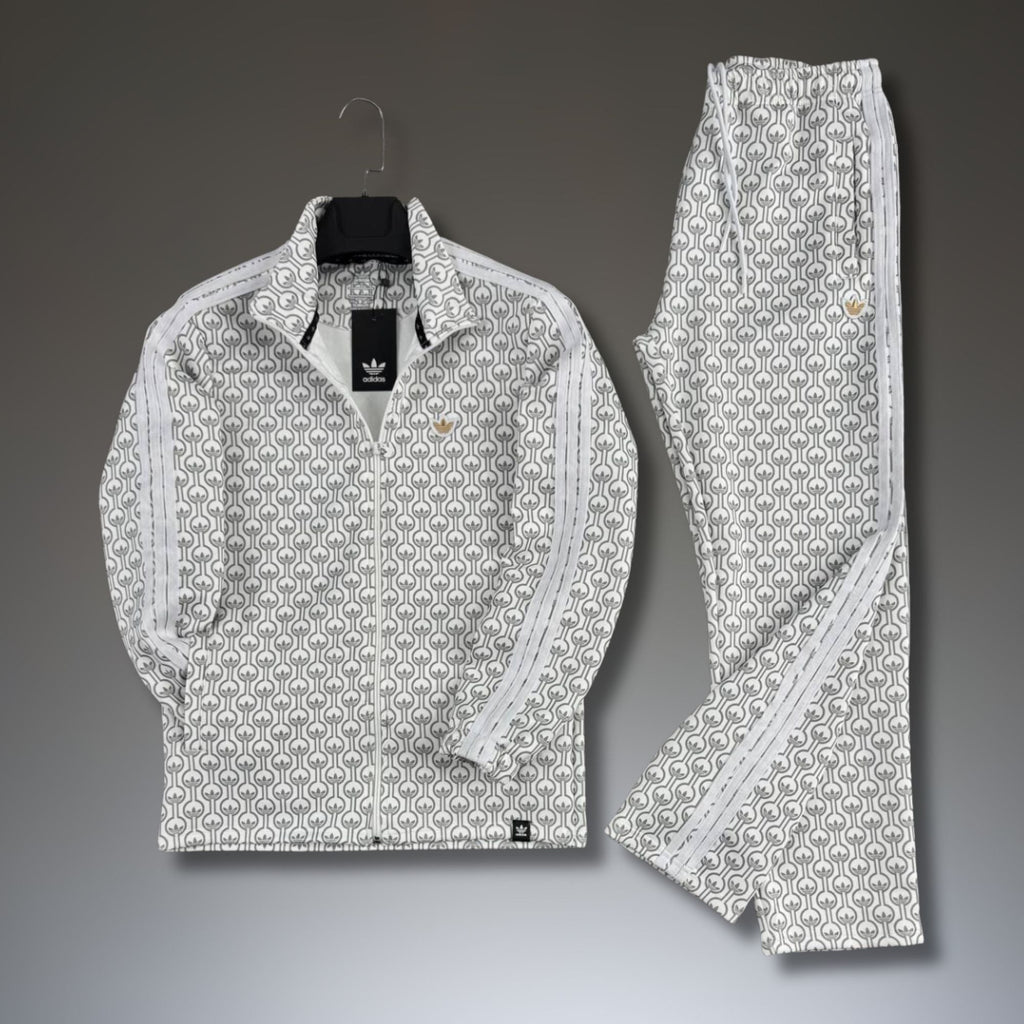 Ανδρικό αθλητικό σετ Adidas DJ, λευκό-γκρι, premium ποιότητα