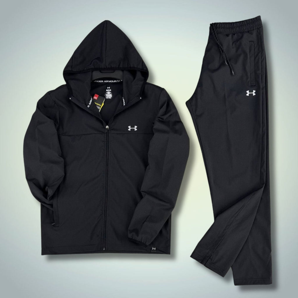 Under Armour ανδρικό αδιάβροχο αθλητικό σετ, μαύρο, μεγάλο λογότυπο. Premium ποιότητα