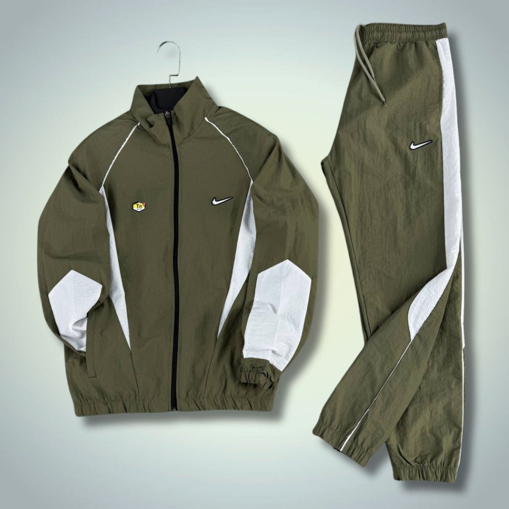 Nike TN ανδρική αδιάβροχη φόρμα, ελαιώδες πράσινο-λευκό. Premium
