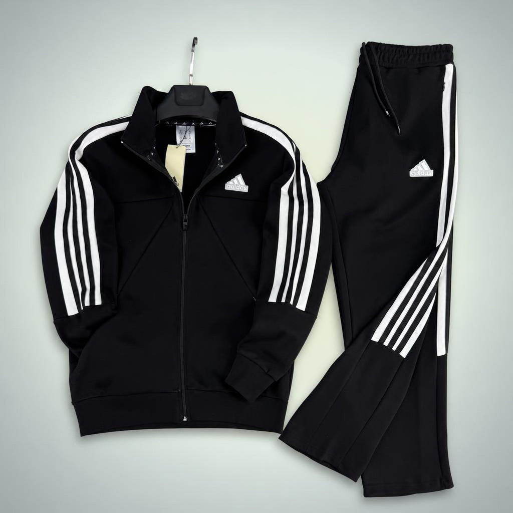 Adidas ανδρικό αθλητικό σετ με τρεις λευκές ρίγες, μαύρο. Premium ποιότητα
