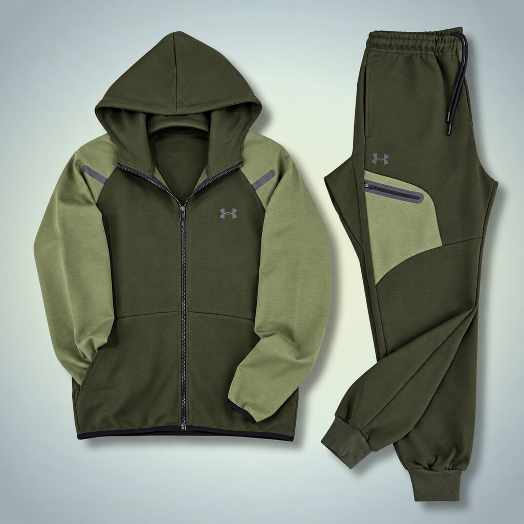 Under Armour ανδρικό αθλητικό σετ, 2026, ελαιώδες πράσινο - πράσινο. Premium ποιότητα