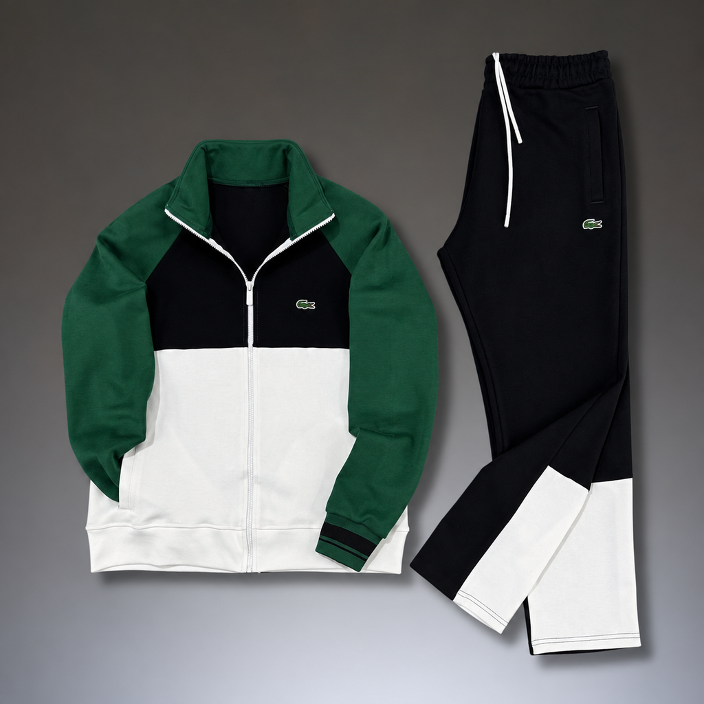 Lacoste ανδρικό αθλητικό σετ, τρία χρώματα, πράσινο - μαύρο - λευκό. Premium ποιότητα