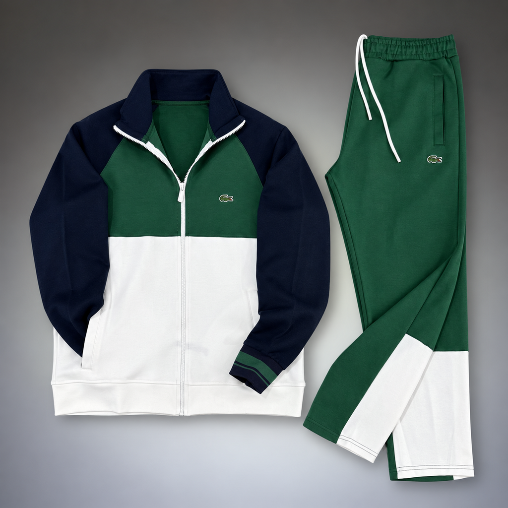 Lacoste ανδρικό αθλητικό σετ, τρία χρώματα, σκούρο μπλε - πράσινο - λευκό. Premium ποιότητα