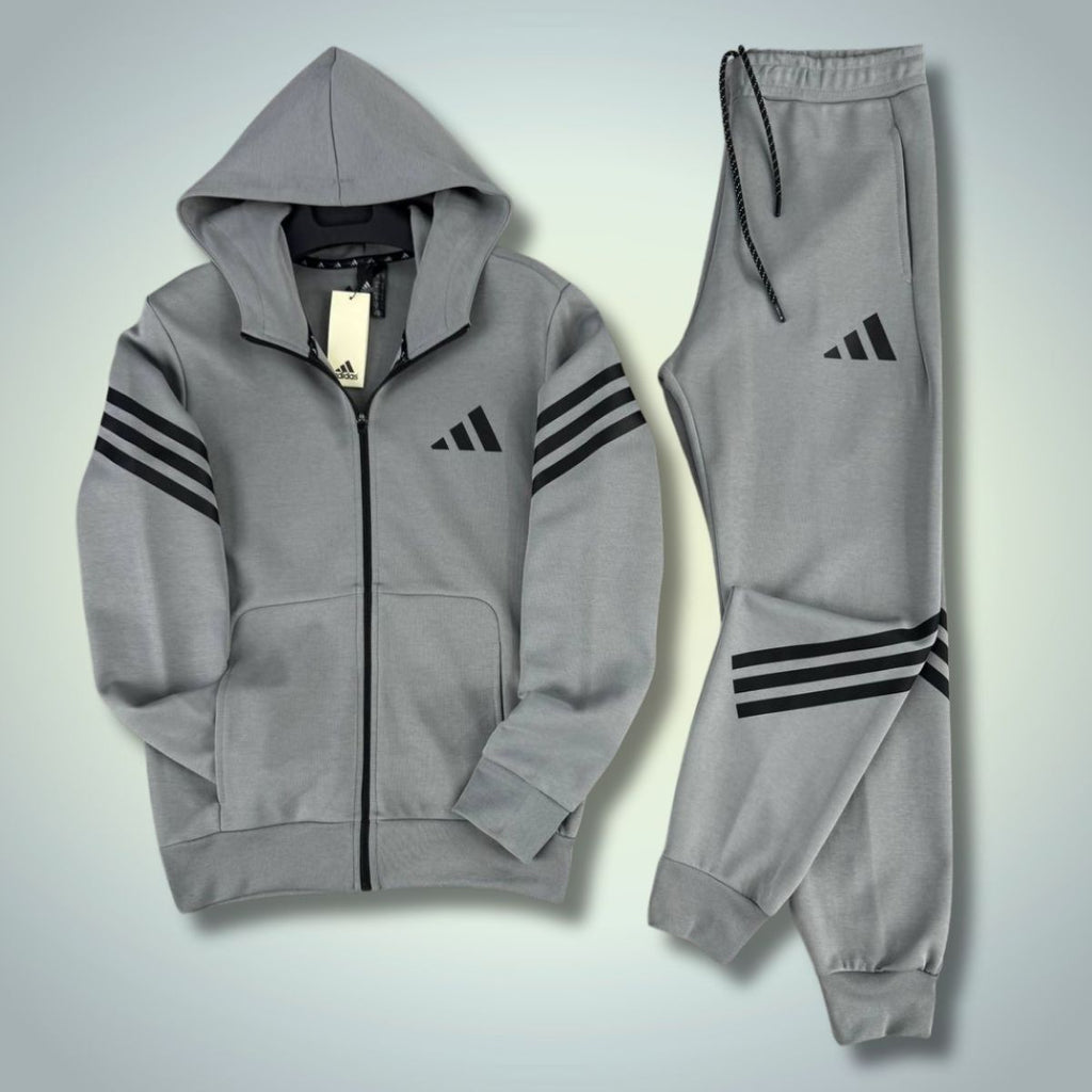 Ανδρική φόρμα Adidas 2025, οριζόντιες ρίγες, γκρι. Premium ποιότητα