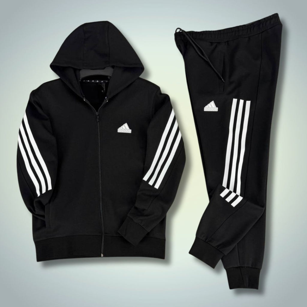 Ανδρική φόρμα Adidas 2025, κάθετες ρίγες, μαύρη. Premium ποιότητα