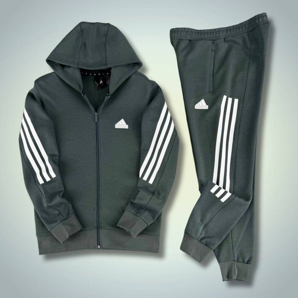 Ανδρική φόρμα Adidas 2025, κάθετες ρίγες, χακί. Premium ποιότητα
