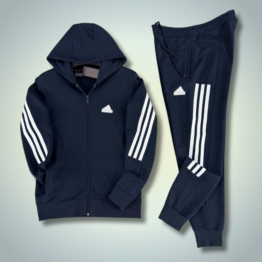 Ανδρική φόρμα Adidas 2025, κάθετες ρίγες, σκούρο μπλε. Premium ποιότητα