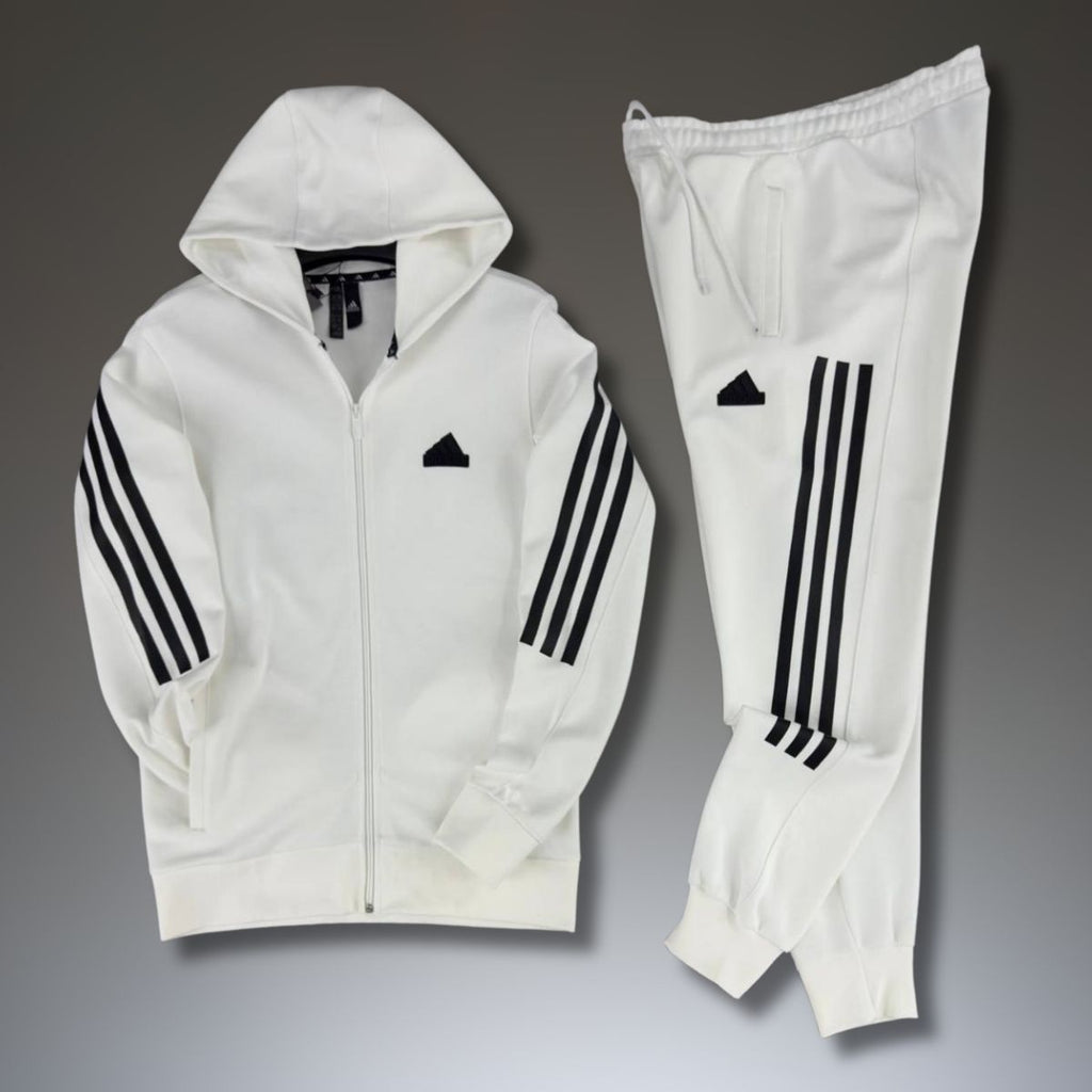 Ανδρική φόρμα Adidas 2025, κάθετες ρίγες, λευκή. Premium ποιότητα