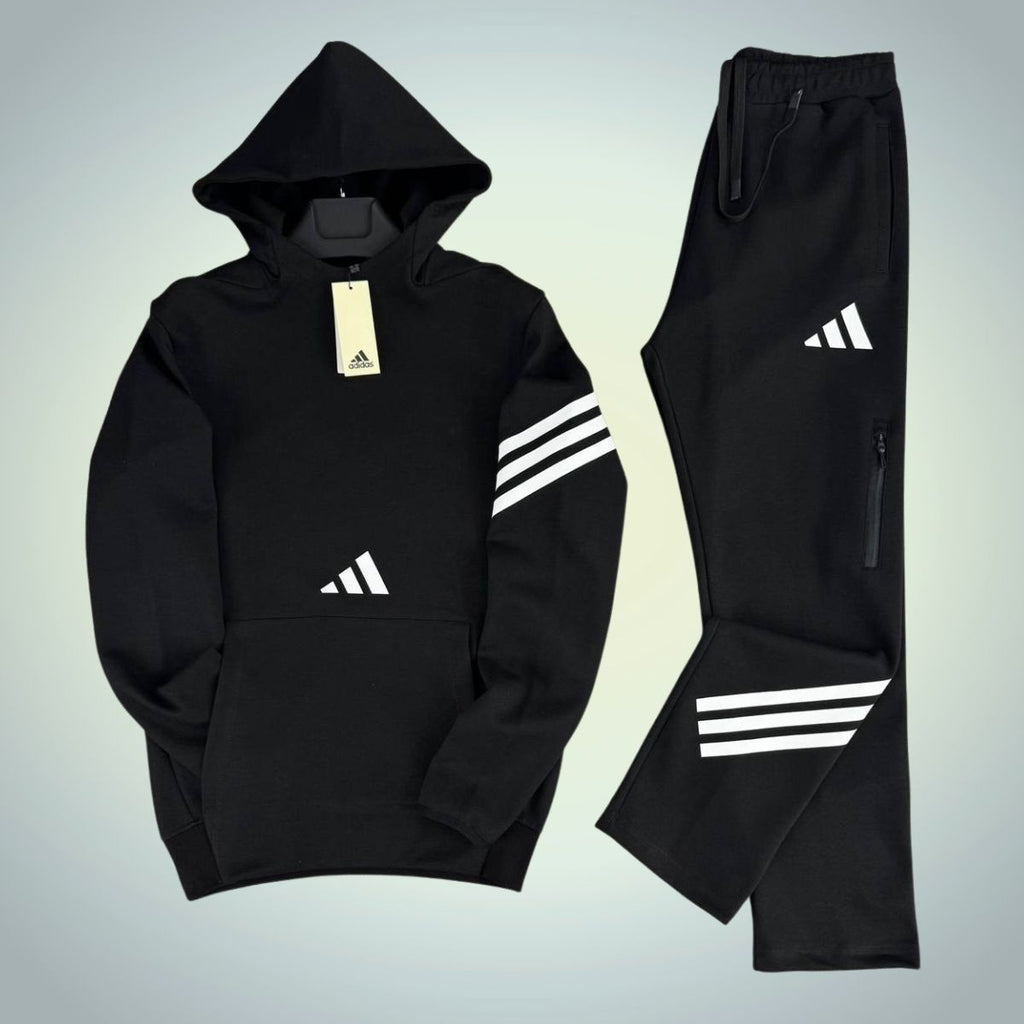 Ανδρική φόρμα με κουκούλα Adidas, μαύρο. Premium ποιότητα