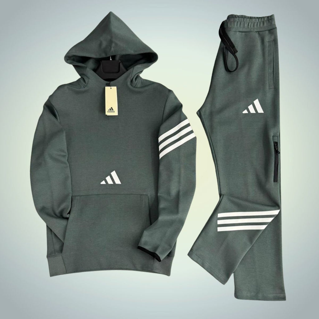 Ανδρική φόρμα με κουκούλα Adidas, φασκόμηλο πράσινο. Premium ποιότητα