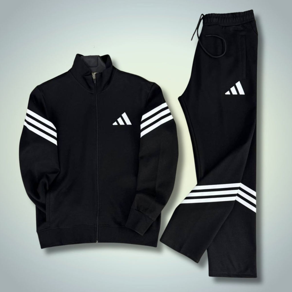 Ανδρική φόρμα Adidas 2025. Kάθετες ρίγες, μαύρη. Premium