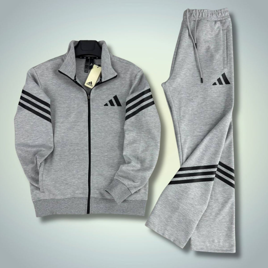 Ανδρική φόρμα Adidas 2025, κάθετες ρίγες, κλασικό γκρι. Premium ποιότητα