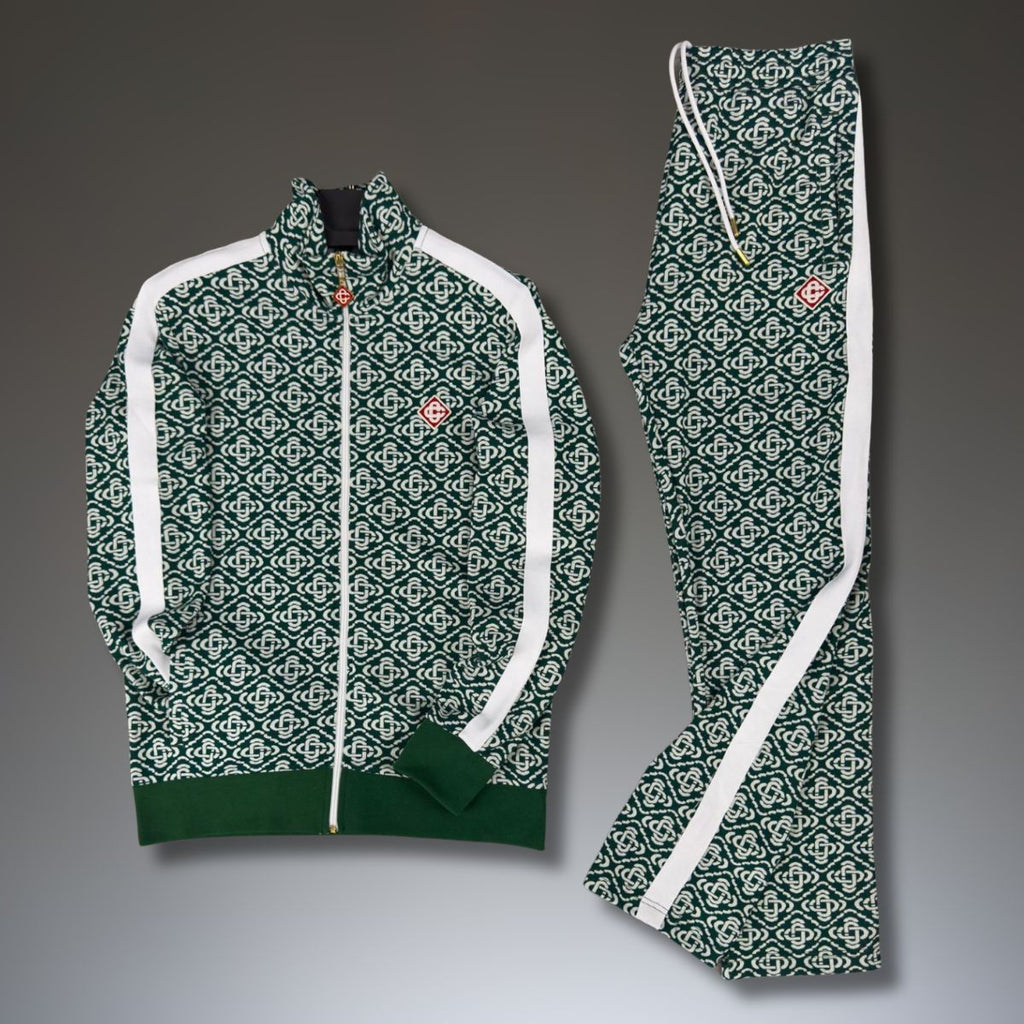 Ανδρική αθλητική φόρμα Casablanca, Jacquard Monogram, πράσινη. Premium ποιότητα