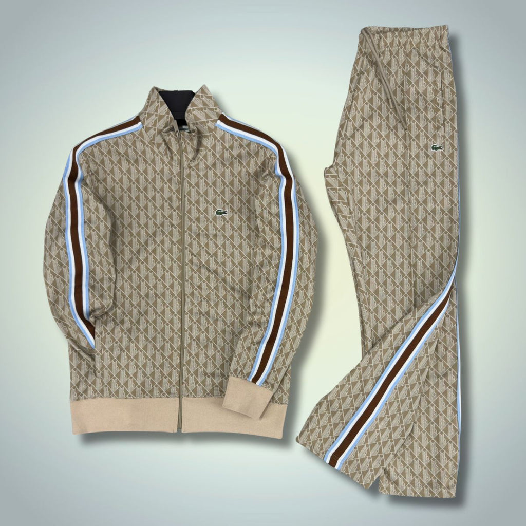 Αντρικό αθλητικό Lacoste, Jacquard Monogram, μπεζ. Premium ποιότητα