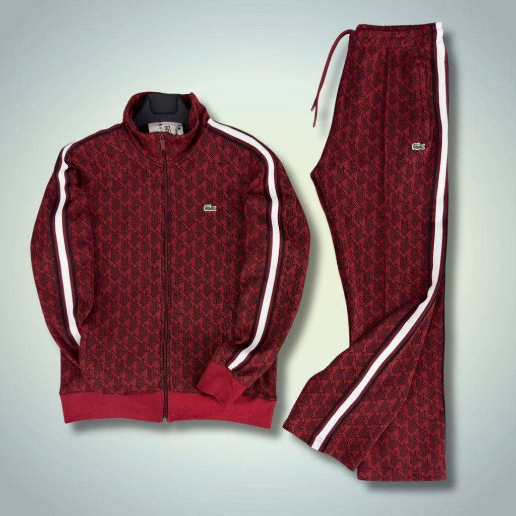 Ανδρική φόρμα Lacoste Jacquard Monogram, κόκκινη. Premium ποιότητα