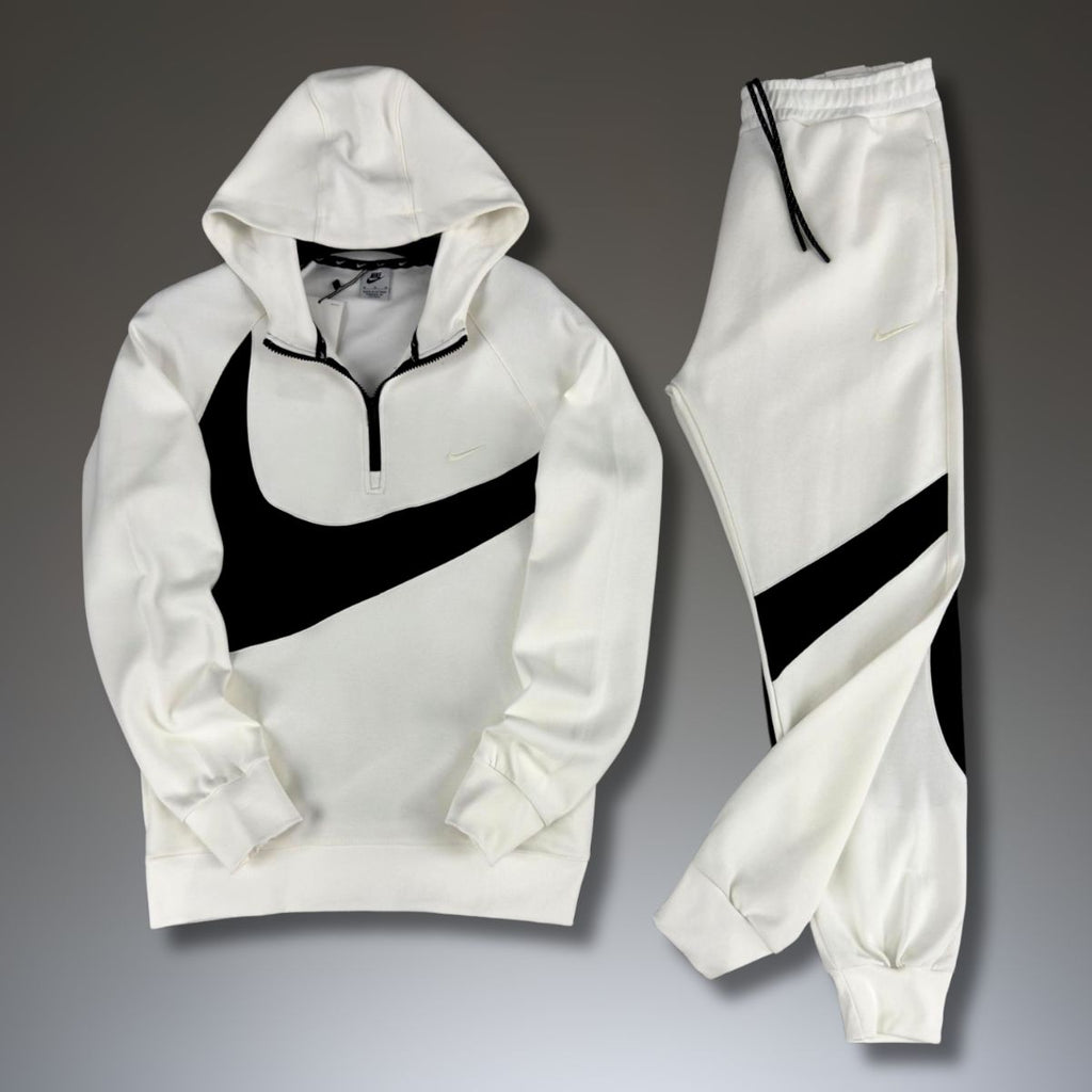 Ανδρική αθλητική φόρμα Nike, με μεγάλο λογότυπο, λευκή. Premium ποιότητα