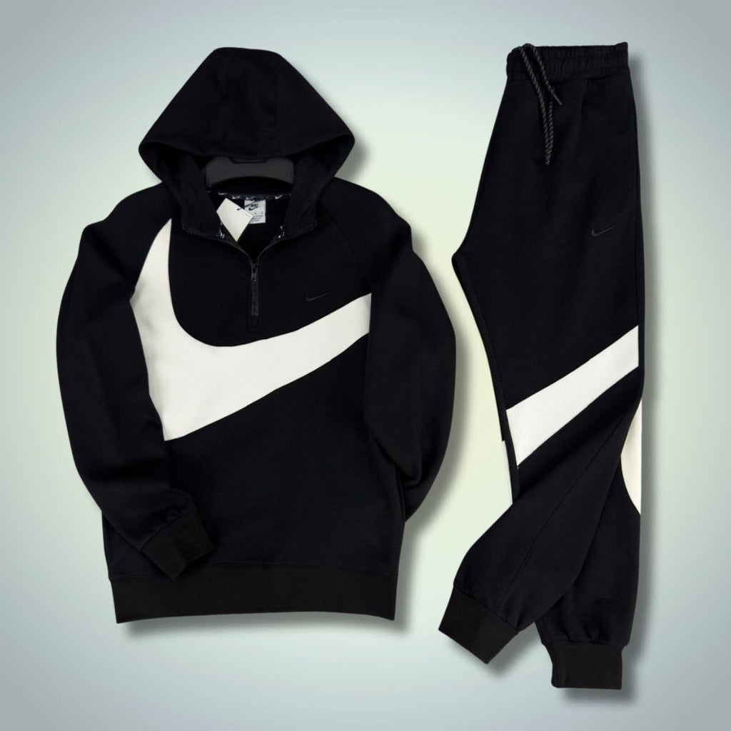 Ανδρική αθλητική φόρμα Nike, με μεγάλο λογότυπο, μαύρη. Premium ποιότητα