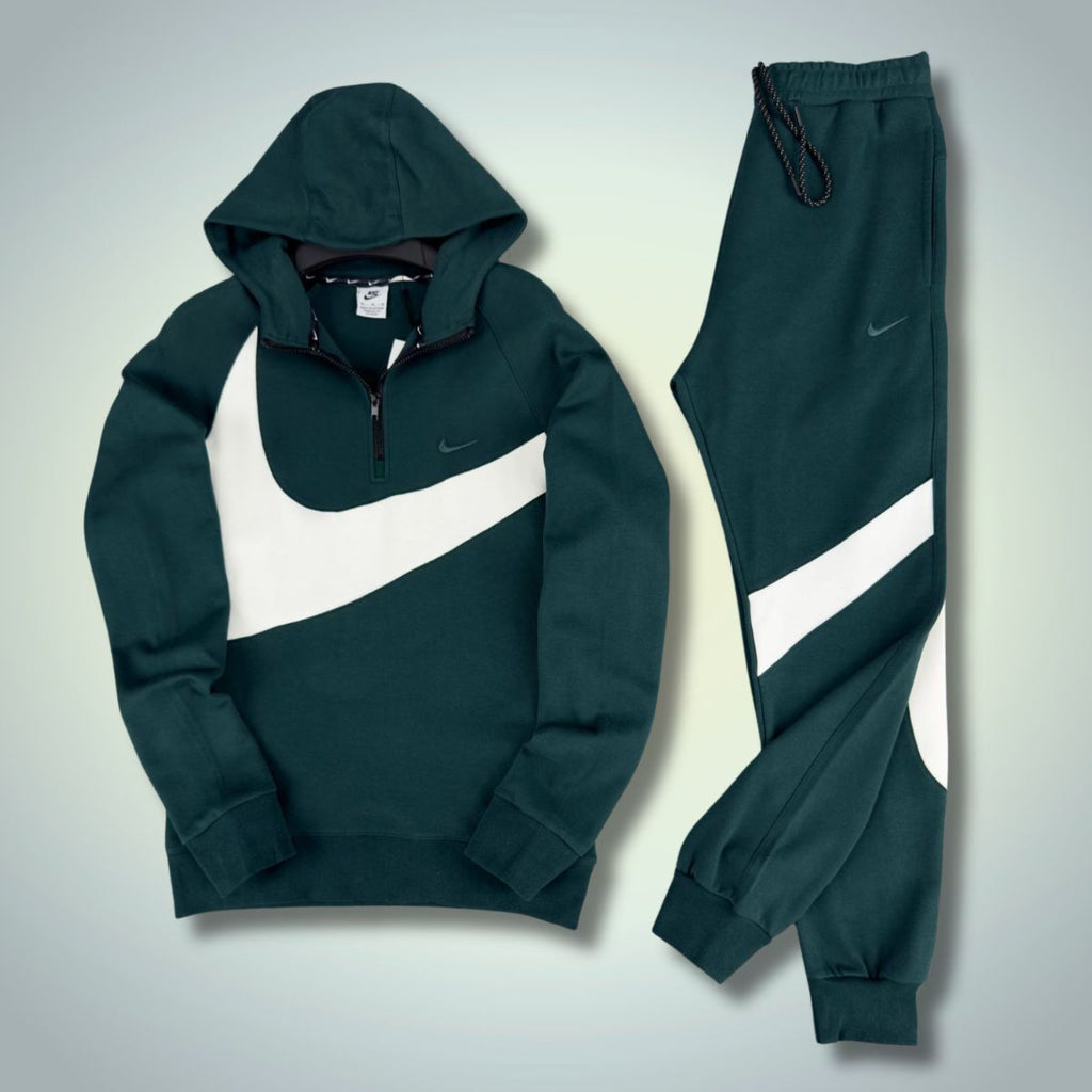 Ανδρική αθλητική φόρμα Nike, με μεγάλο λογότυπο, σκούρα πράσινη. Premium ποιότητα