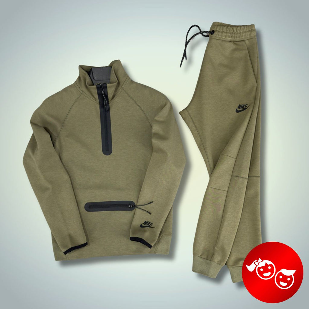 Παιδική αθλητικό σύνολο Nike Tech Fleece, λαδί. Μοντέλο 2024. Premium ποιότητα