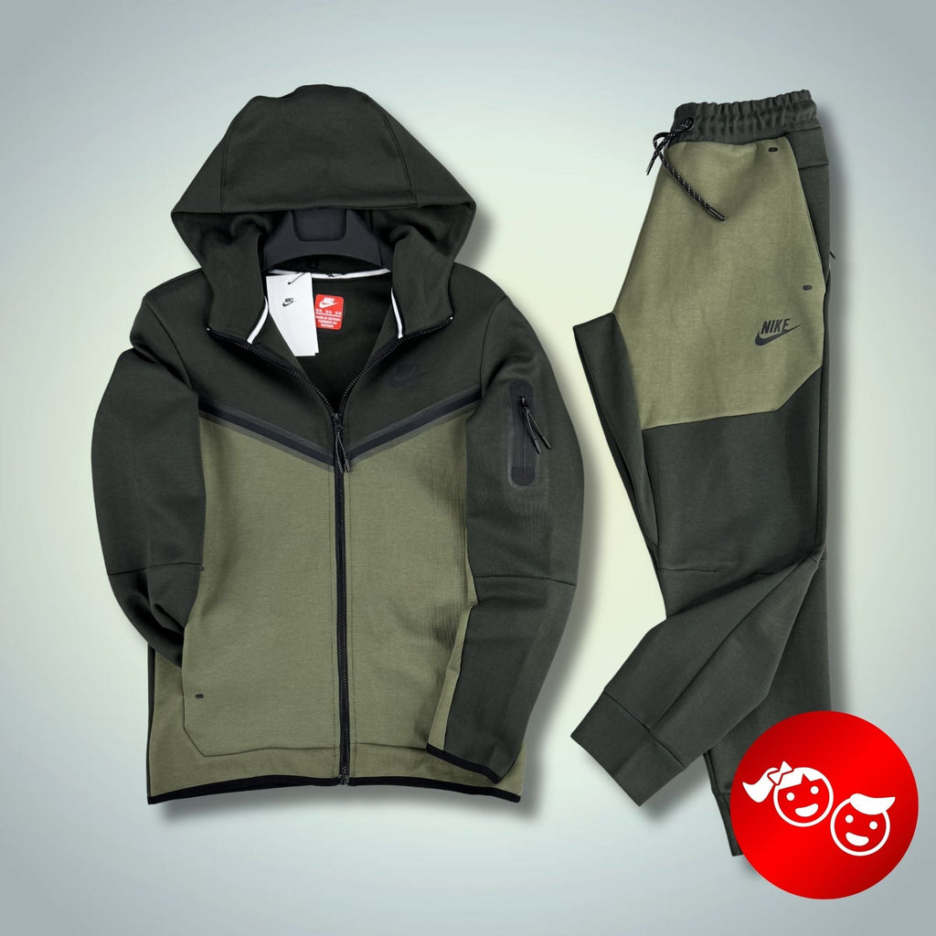 Nike Tech Fleece παιδικό αθλητικό σετ, σκούρο πράσινο-λαδί πράσινο. Premium ποιότητα