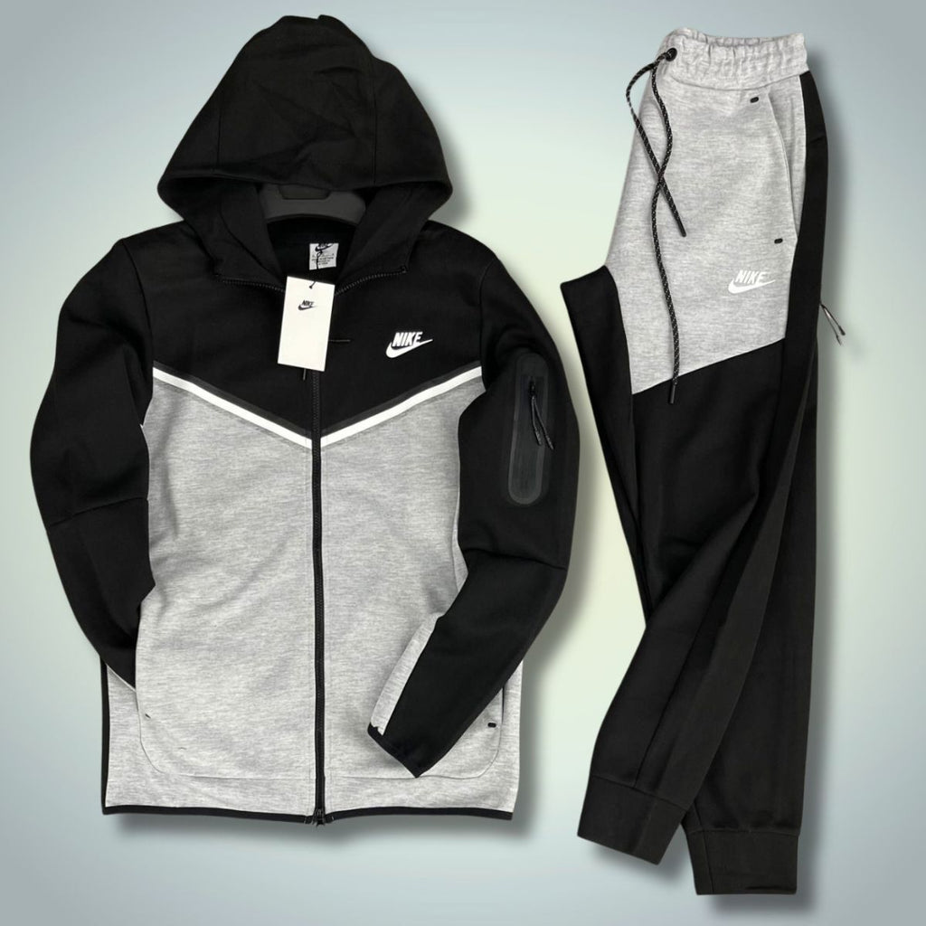 Ανδρικό αθλητικό σύνολο Nike Tech Fleece, μαύρο-ασημί. Premium ποιότητα