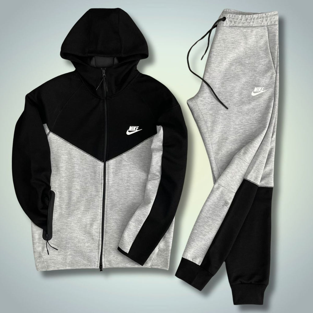 Ανδρικό αθλητικό σύνολο Nike Tech Fleece, μαύρο-ασημί. 2023. Premium ποιότητα
