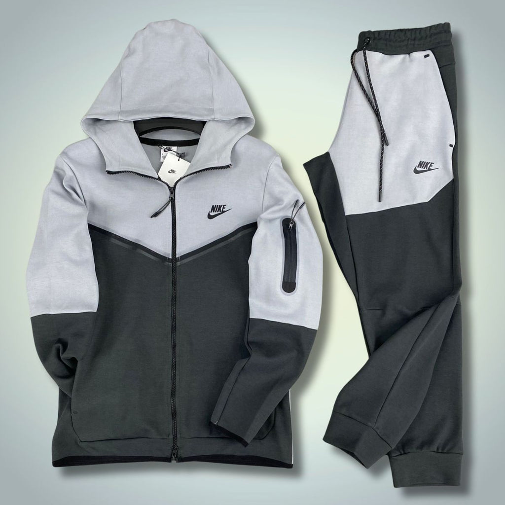 Ανδρική αθλητική φόρμα Nike Tech Fleece, γραφίτη και ανοιχτό γκρι. Premium ποιότητα