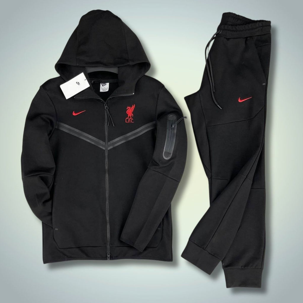 Ανδρικό αθλητικό σύνολο Nike Liverpool Tech Fleece, μαύρο. Premium ποιότητα