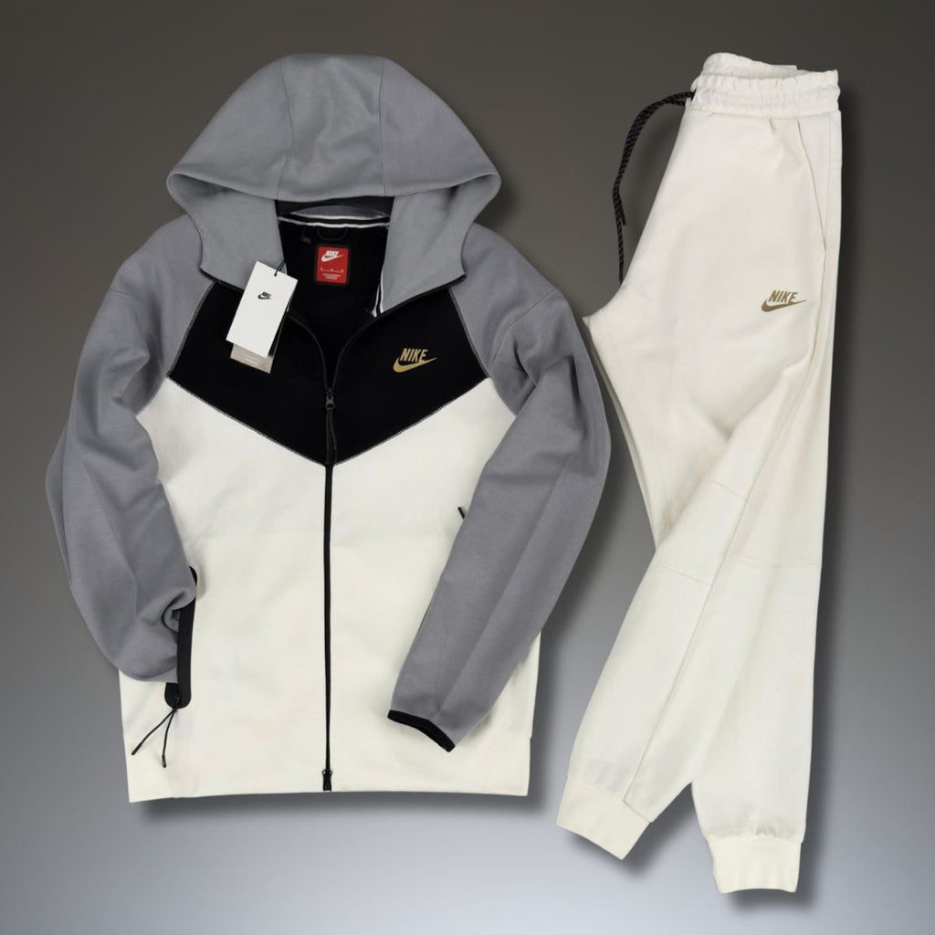 Ανδρικό αθλητικό Nike Tech Fleece ανδρικής ομάδας, λευκό - γκρι - μαύρο. Μοντέλο 2023. Premium ποιότητα