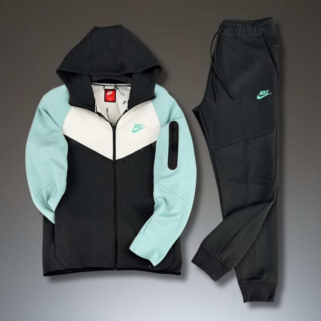 Αθλητικό σετ Nike Tech Fleece, μέντα - λευκό - γραφίτης. Μοντέλο 2024. Premium ποιότητα