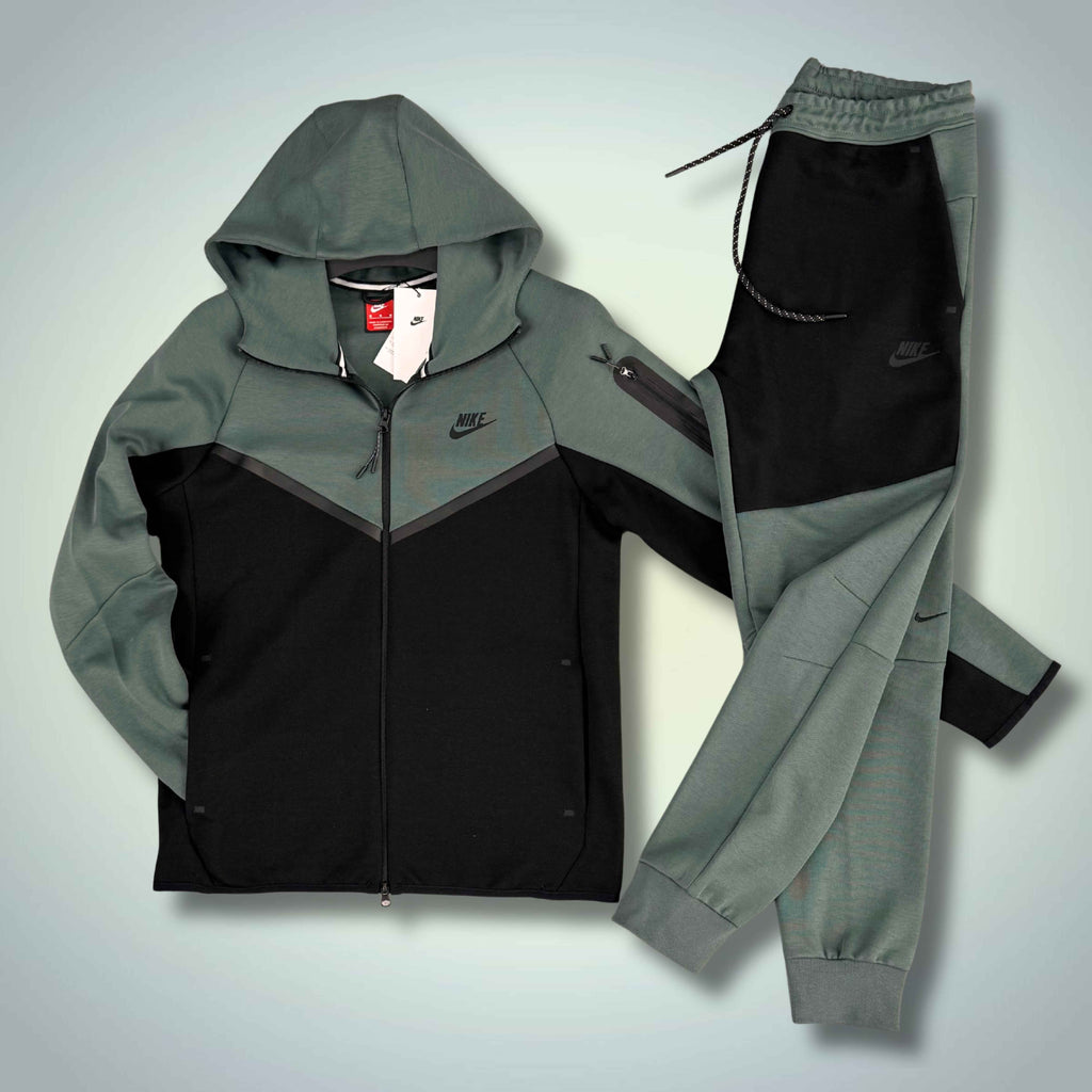 Ανδρική φόρμα Nike Tech Fleece, φασκόμηλο πράσινο – μαύρο, Model 2024. Premium ποιότητα