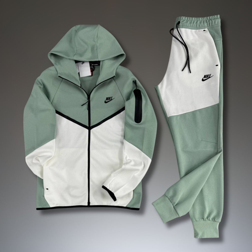 Ανδρικό αθλητικό σετ Nike Tech Fleece, λευκό-μέντα, μοντέλο 2024, premium ποιότητα