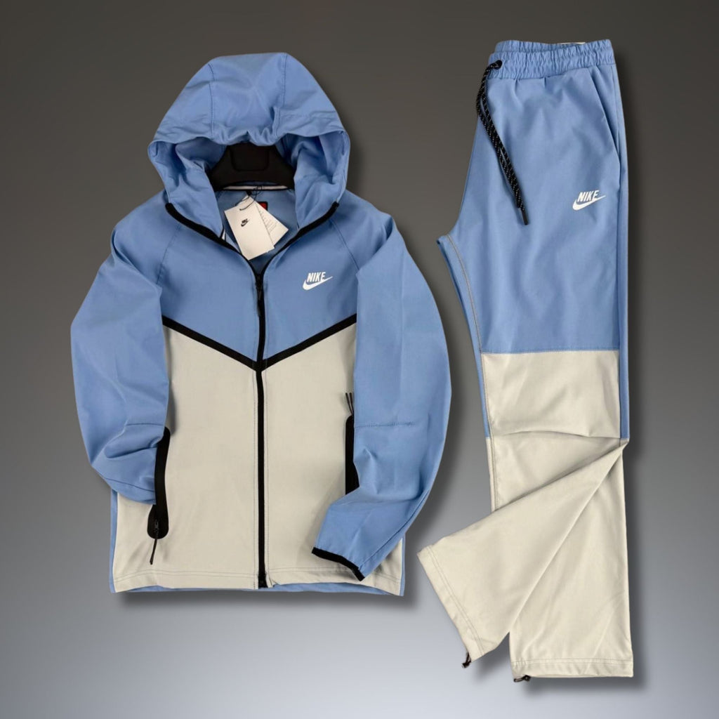 Nike Tech Fleece ανδρικό αδιάβροχο αθλητικό σετ, μπλε-λευκό. Premium ποιότητα