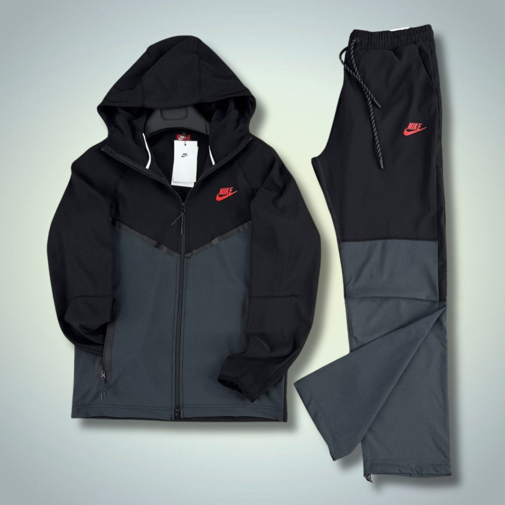 Nike Tech Fleece ανδρικό αδιάβροχο αθλητικό σετ, μαύρο-γραφίτη. Premium ποιότητα