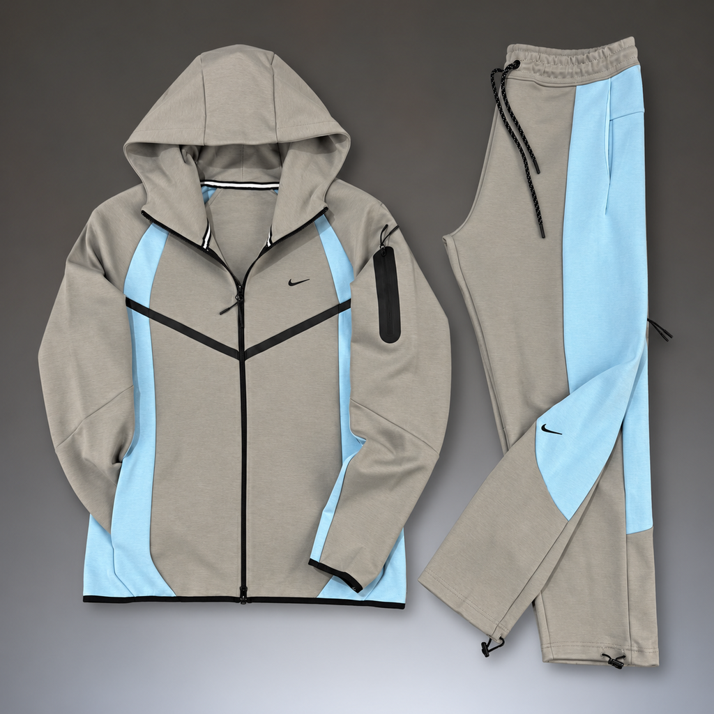 Nike Tech Fleece ανδρικό αθλητικό σετ, γκρι - γαλάζιο. Μοντέλο 2026. Premium ποιότητα