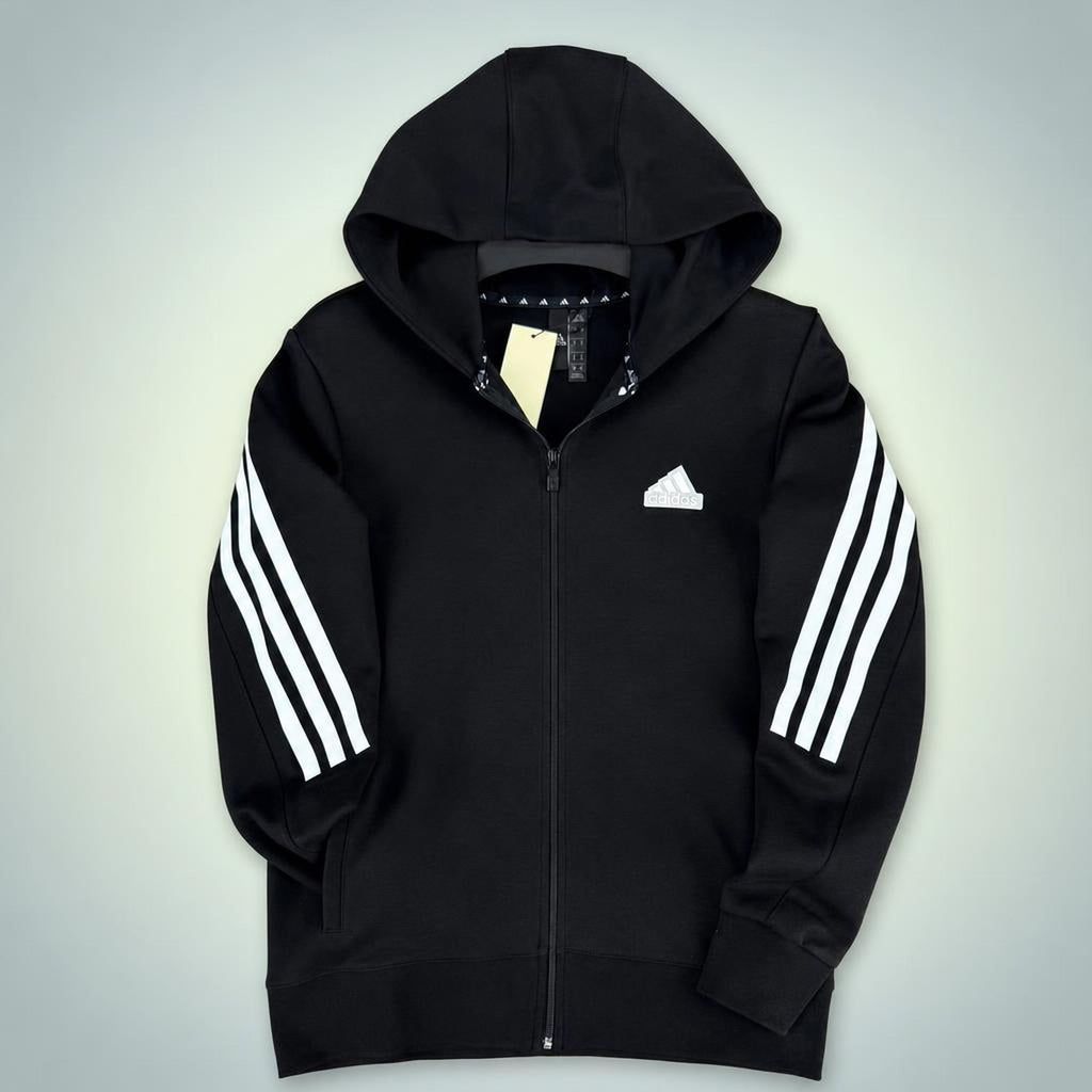 Adidas ανδρικό φούτερ με κουκούλα, τρεις ρίγες, μαύρο. Premium ποιότητα