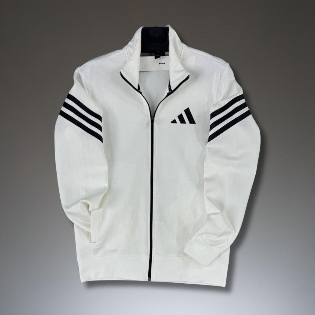 Ανδρικό φούτερ Adidas, κάθετες ρίγες, λευκό. Premium ποιότητα