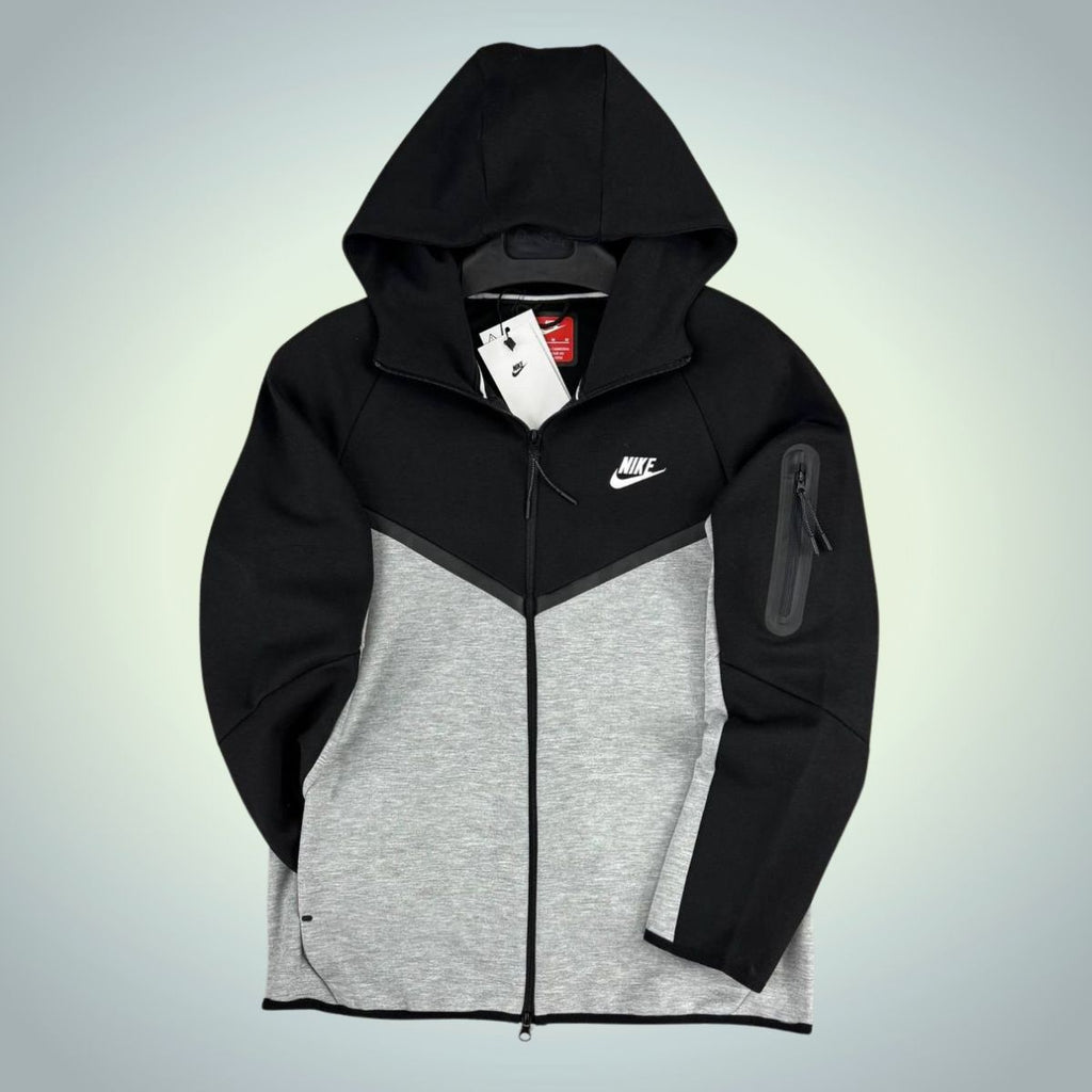 Ανδρική μπλούζα Nike Tech Fleece, μαύρο – κλασικό γκρι, Model 2024. Premium ποιότητα
