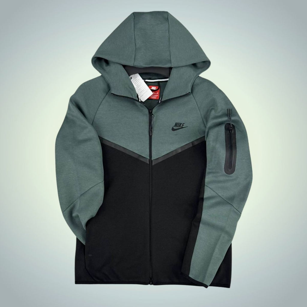 Ανδρική μπλούζα Nike Tech Fleece, φασκόμηλο πράσινο – μαύρο, Model 2024. Premium ποιότητα
