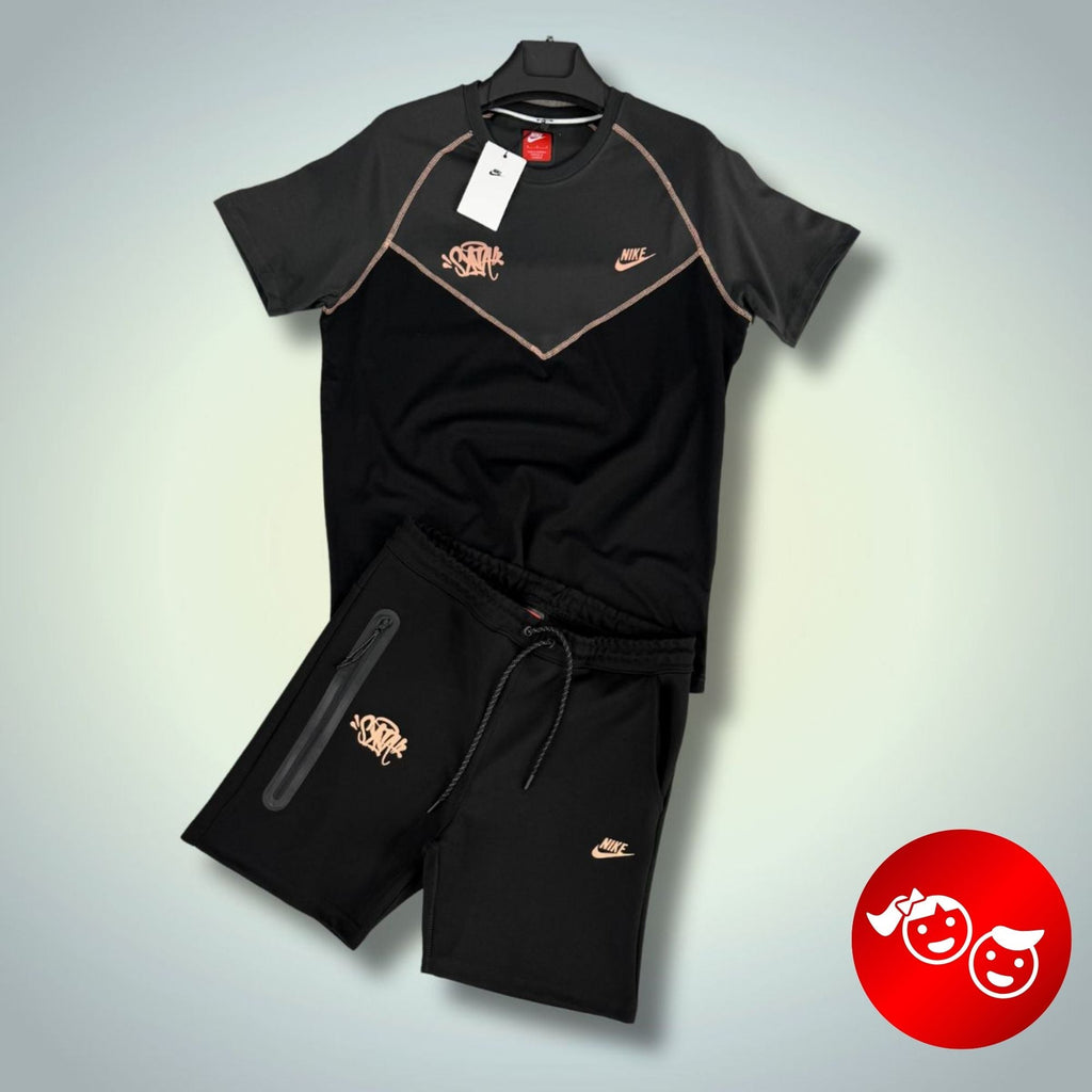 Nike Tech Fleece Syna παιδικό αθλητικό σετ με σορτς, γραφίτης - μαύρο. Premium ποιότητα
