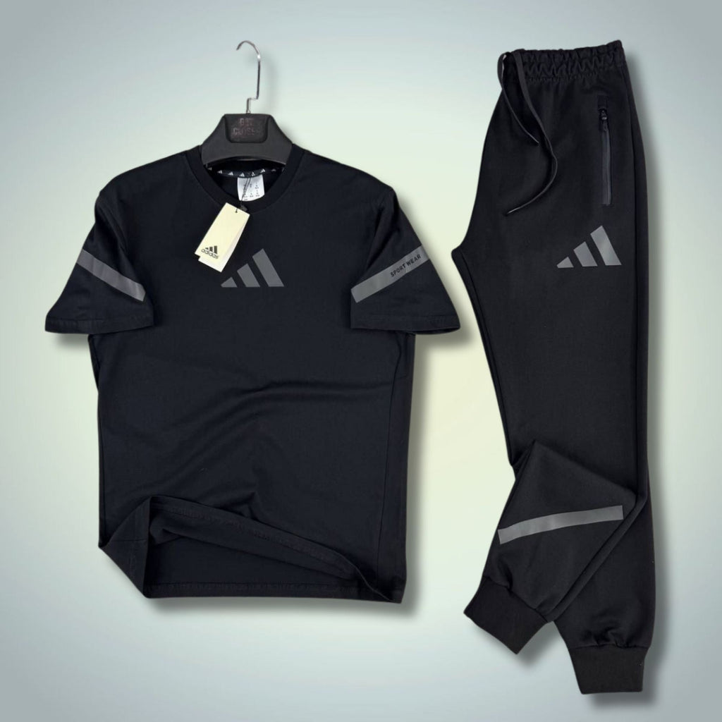 Adidas ανδρική καλοκαιρινή φόρμα, μαύρο. 2026. Premium ποιότητα