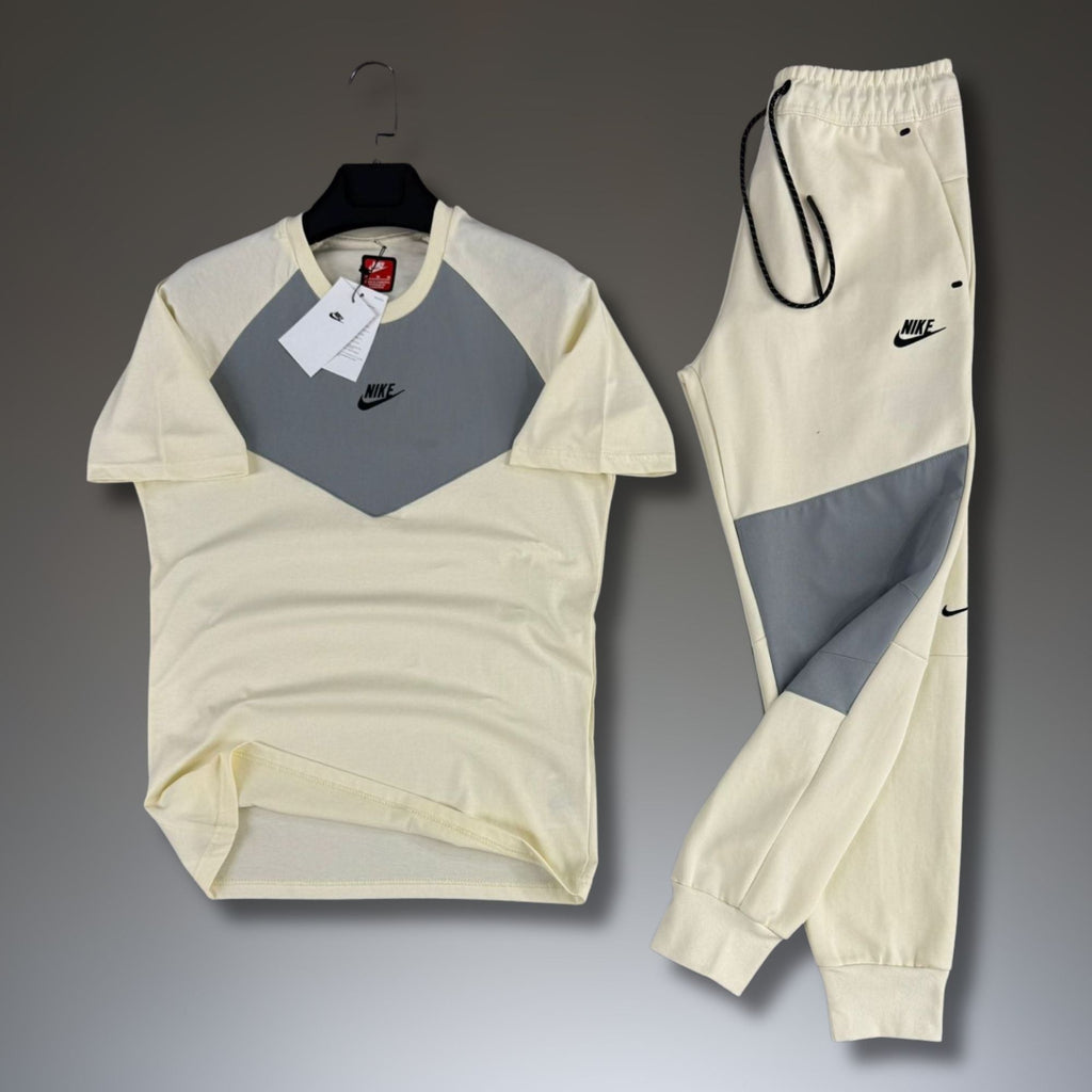 Nike Tech Fleece ανδρική καλοκαιρινή φόρμα, βρόμικο λευκό-γκρι. 2026. Premium ποιότητα