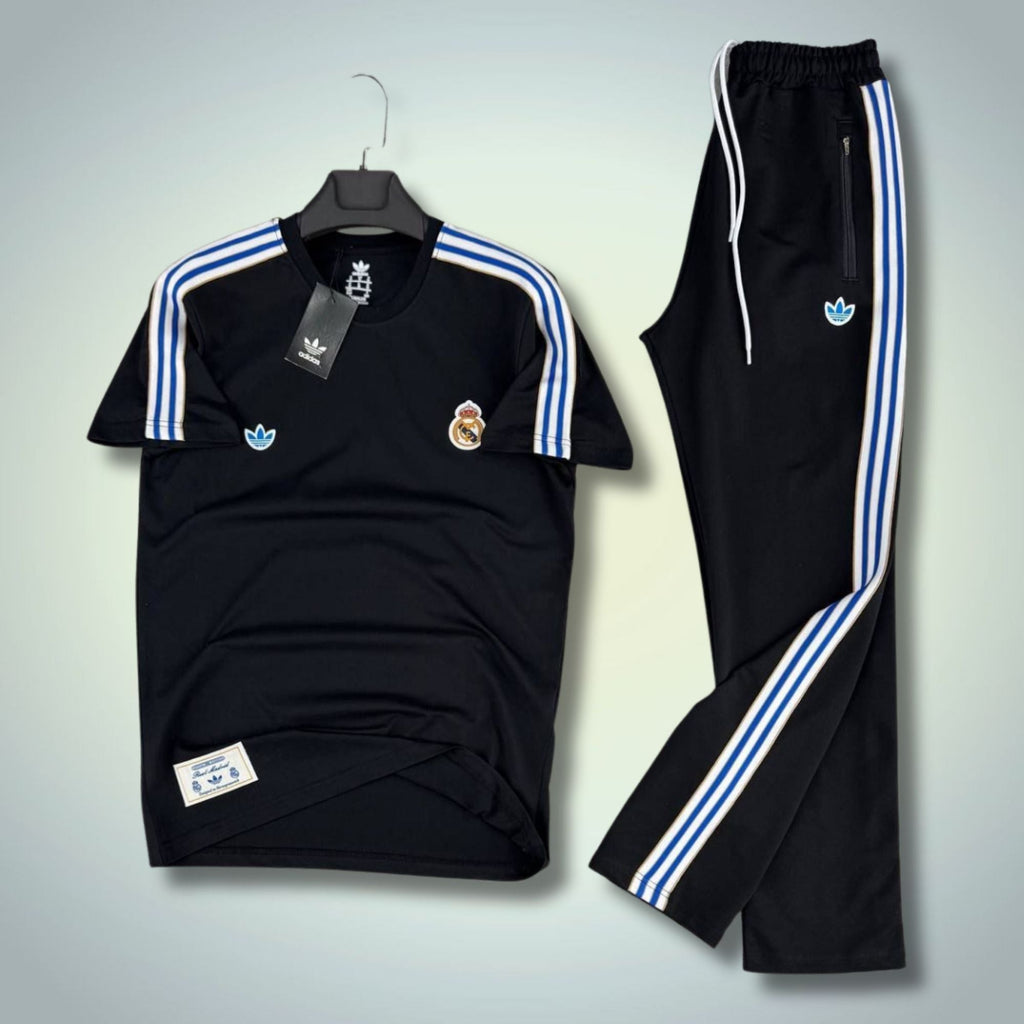 Adidas ανδρική καλοκαιρινή φόρμα, μαύρο. Ρεάλ Μαδρίτης. Premium ποιότητα