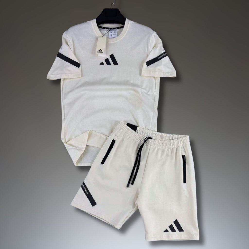Adidas Z.N.E. ανδρικό κοντό αθλητικό σετ, βρώμικο άσπρο. Premium ποιότητα
