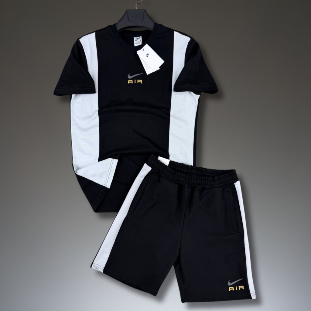 Nike Air ανδρικό κοντό αθλητικό σετ, μαύρο-άσπρο. Premium ποιότητα