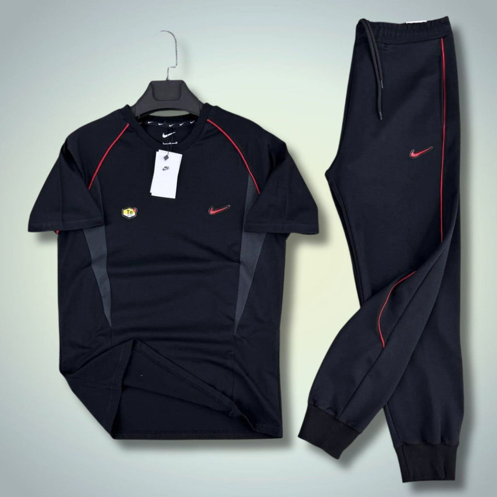 Nike TN ανδρικό καλοκαιρινό αθλητικό σετ, μαύρο-κόκκινο. Premium ποιότητα